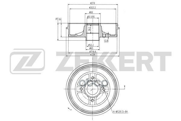 ZEKKERT BS-5444 Барабан торм. зад. Nissan Micra (K12) 03- Note (E11) 06-