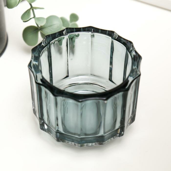 Подсвечник стекло на 1 свечу "Грани" прозрачный зелёный 7х9,5х9,5 см - фотография № 2