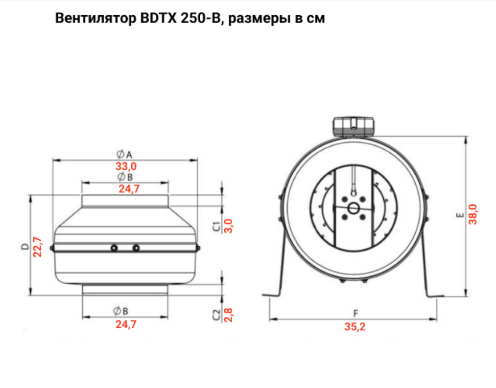 BDTX 250 Вентилятор канальный центробежный Bahcivan - фотография № 4