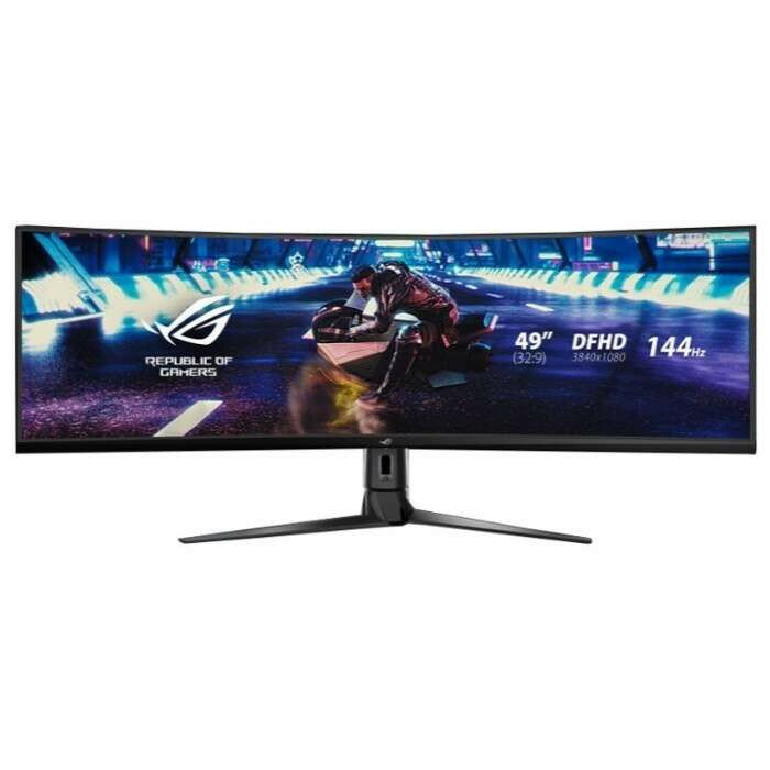 Монитор ASUS 49" ROG Strix XG49VQ VA LED изогнутый 3840x1080, 4ms, 450cd/m2, 178°/178°, 3000:1, HDMI*2, DP, USB-Hub, 144Hz, HDR, колонки, FreeSync, Tilt, Swivel, HAS, VESA, Black, 90LM04H0-B01170 ( XG49VQ, дисплей ЖК,изогнутый, LCD, Super ultra-wide )