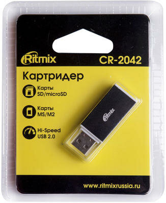 Карт-ридер Ritmix CR-2042 SD/microSD/MS/M2 Black .