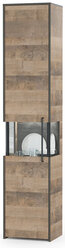 Шкаф-пенал с витриной Трувор 13.205, цвет дуб гранж песочный/интра, ШхГхВ 44,8х37х210 см., есть светодиодная подсветка, универсальная сборка