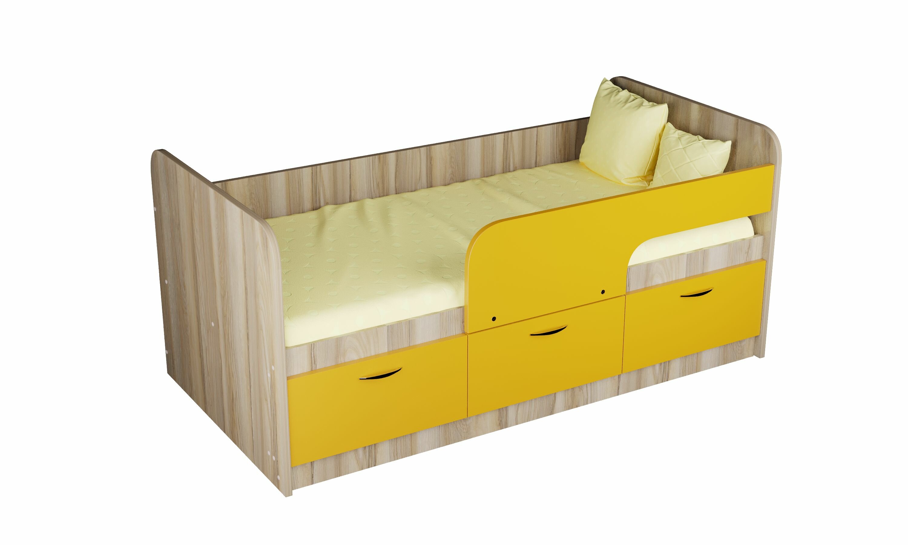 VERA-mebel детская кровать Радуга-2, 160х80см. ,каркас цвет ориноко, фасад солнечный