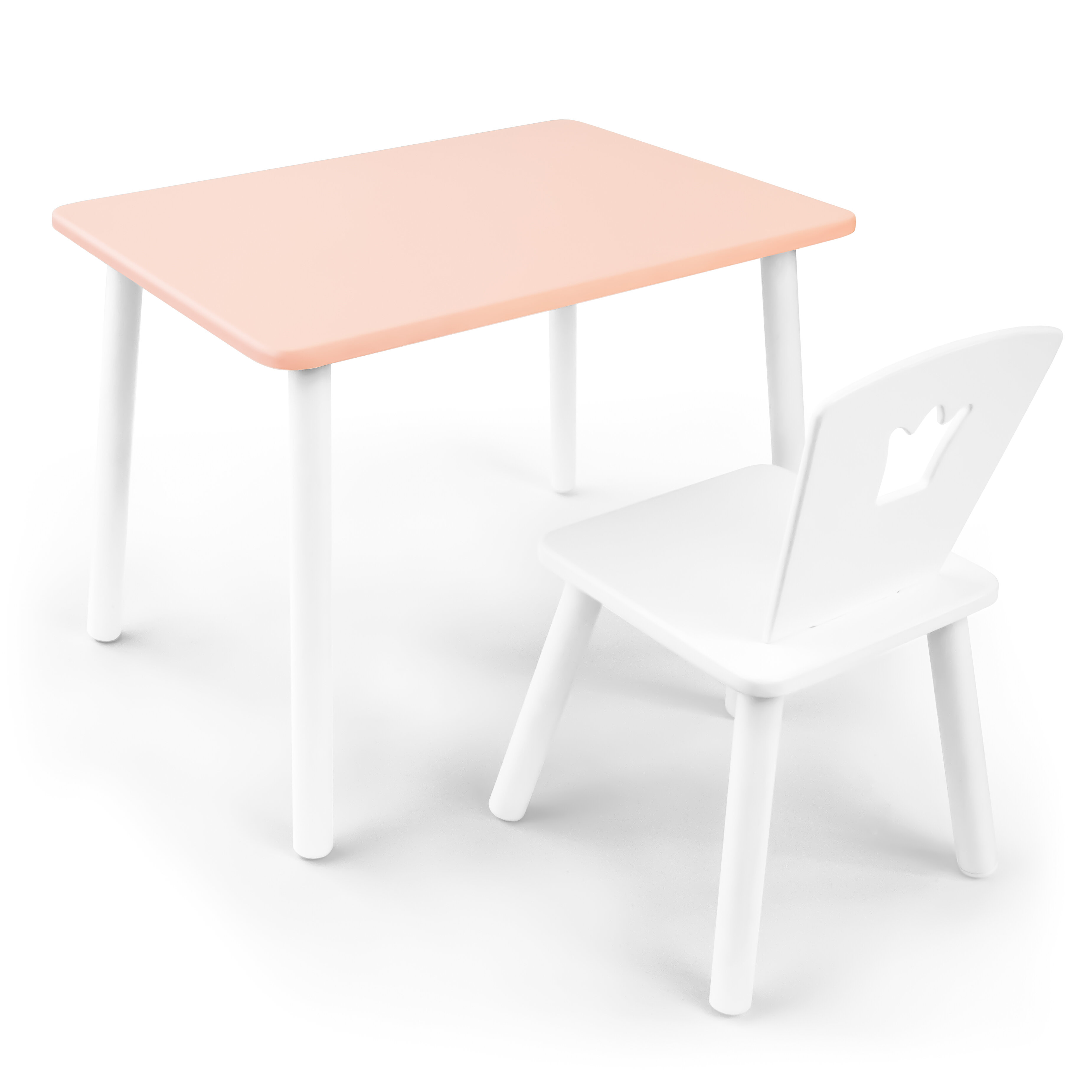 Детские столы и стулья для детей "Корона" ROLTI Baby (розовая столешница/белый, массив березы/мдф) - фотография № 1