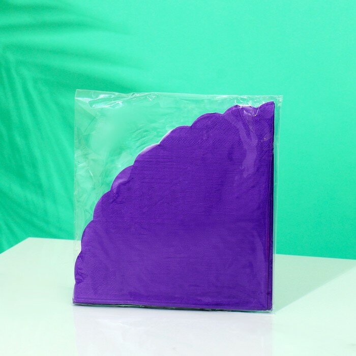 Салфетка круглая 32 см 12шт/уп фиолетовый - фотография № 2