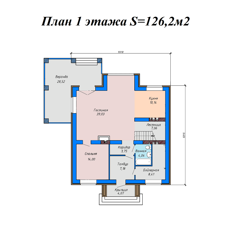 Проект жилого дома SD-proekt 15-0001 (217,64 м2, 10,91*13,51 м, газобетонный блок 400 мм, облицовочный кирпич) - фотография № 5