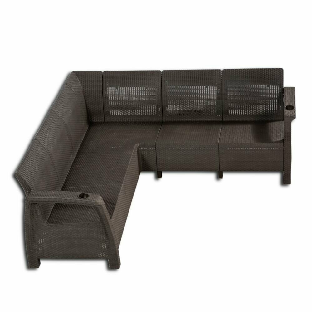 Комплект мебели YALTA CORNER RELAX (Ялта) темно-коричневый (без подушек) из пластика под фактуру искусственного ротанга - фотография № 2