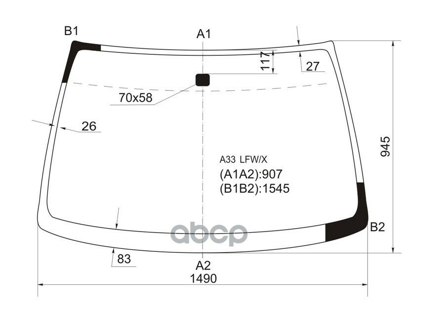 Стекло Лобовое Nissan Cefiro A33 98-06/Nissan Maxima 98-06 XYG арт. A33 LFW/X