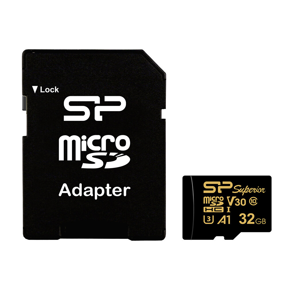 Флеш карта microSD 32GB Silicon Power Superior Golden A1 microSDXC Class 10 UHS-I U3 A1 100/80 Mb/s (SD адаптер)