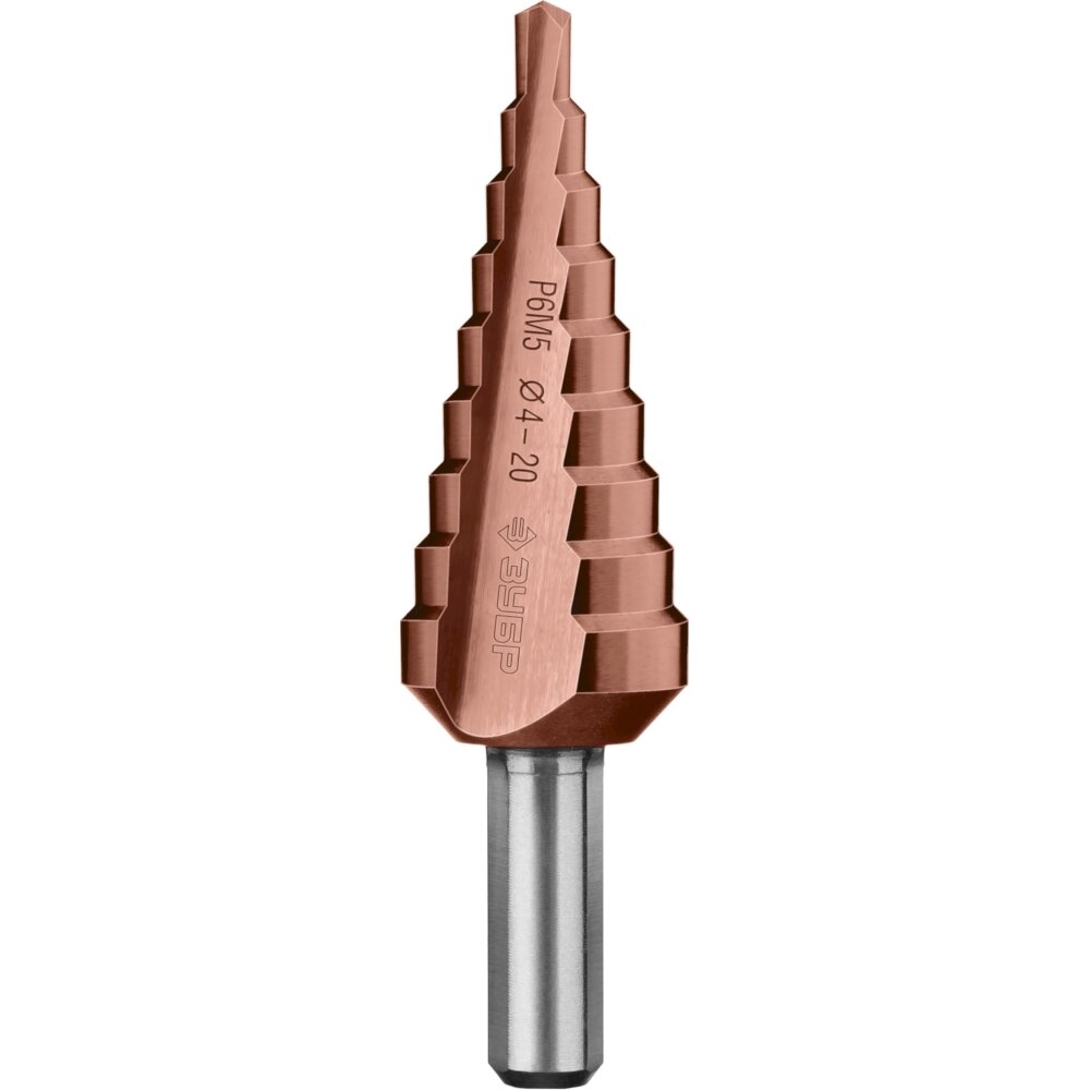ЗУБР кобальт 4-20мм, 9 ступеней, сверло ступенчатое, кобальтовое покрытие, 29672-4-20-9, серия Профессионал