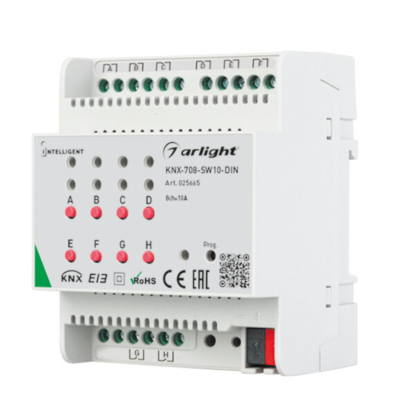 Arlight INTELLIGENT ARLIGHT Релейный модуль KNX-708-SW10-DIN (BUS, 8x10A)