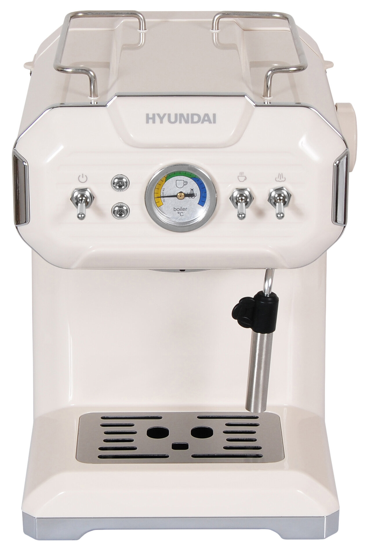 Кофеварка эспрессо Hyundai HEM-5300 бежевый/серебристый