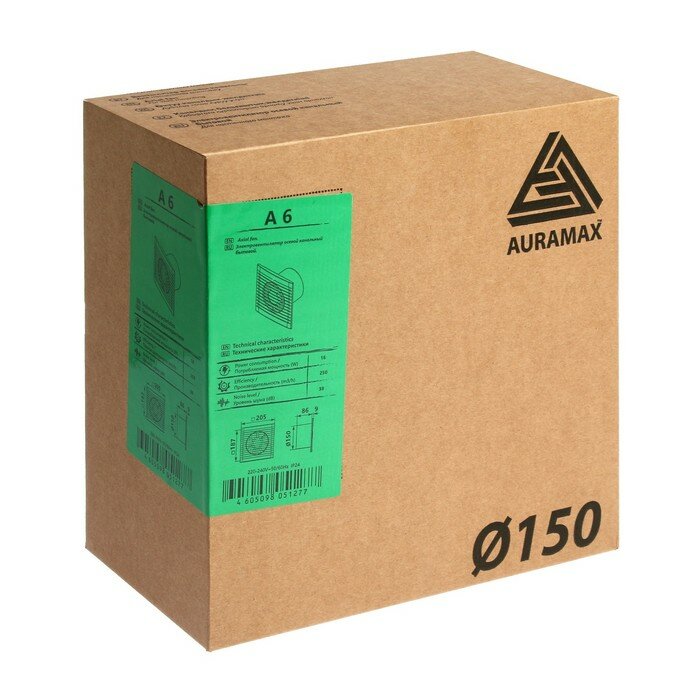 Auramax Вентилятор вытяжной AURAMAX A 6S, 205х205 мм, d150 мм, 220‒240 В - фотография № 6