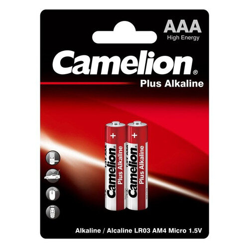 AAA Батарейка CAMELION Plus Alkaline LR03-BP2, 2 шт. 1250мAч