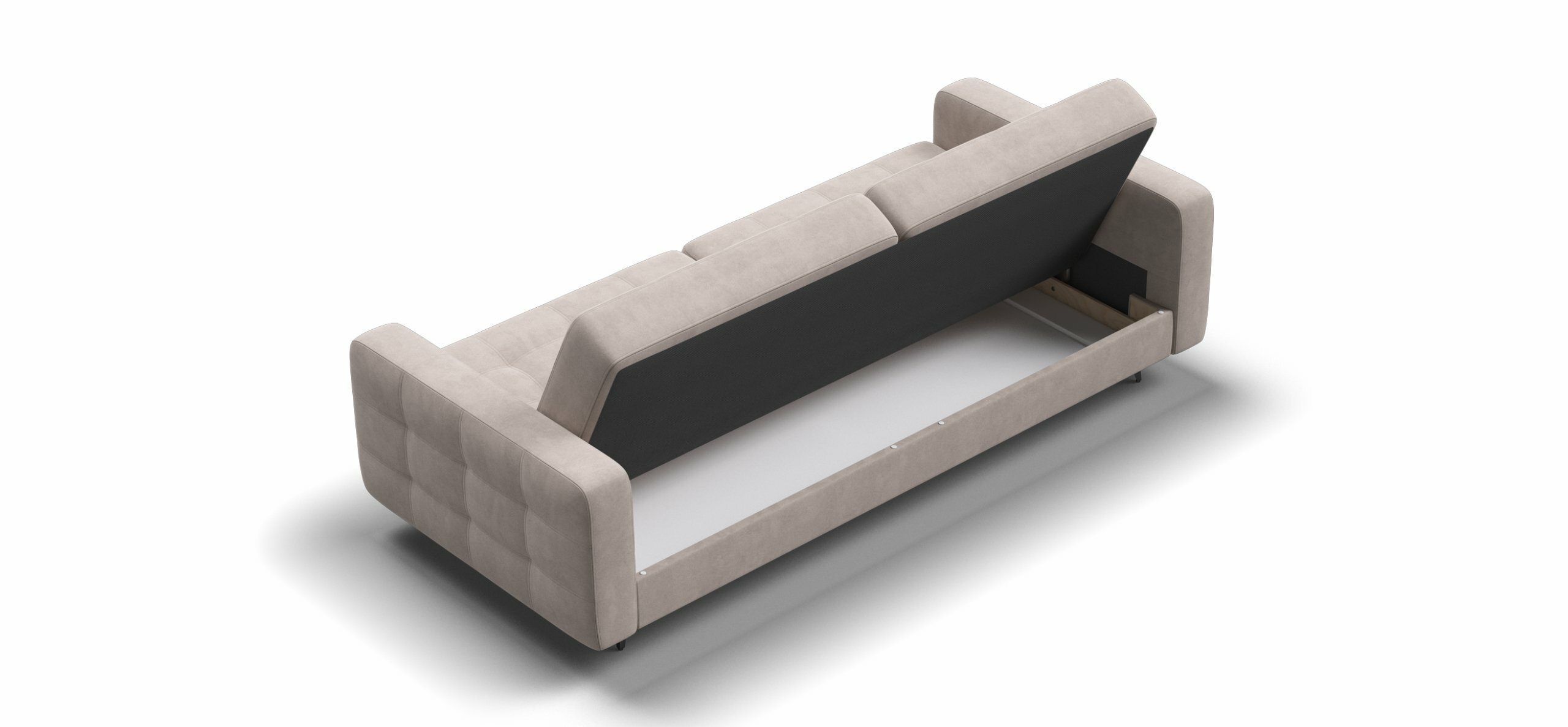 Диван-кровать BOSS City с ящиком для хранения, книжка, велюр Monolit латте, 225x100x92 см - фотография № 6