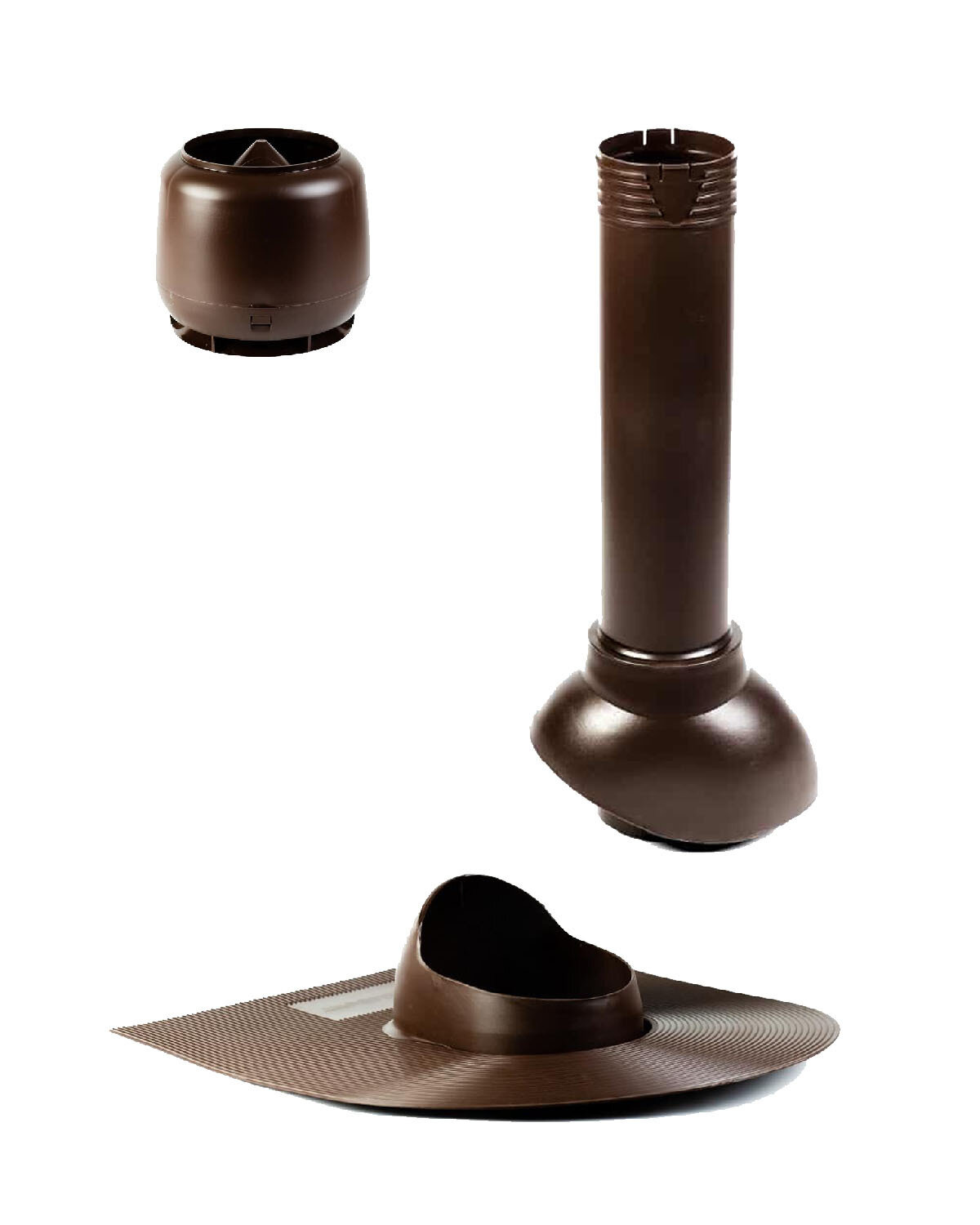 Комплект кровельной вентиляции канализационный поливент для битумной черепицы D110мм, цвет коричневый - фотография № 1