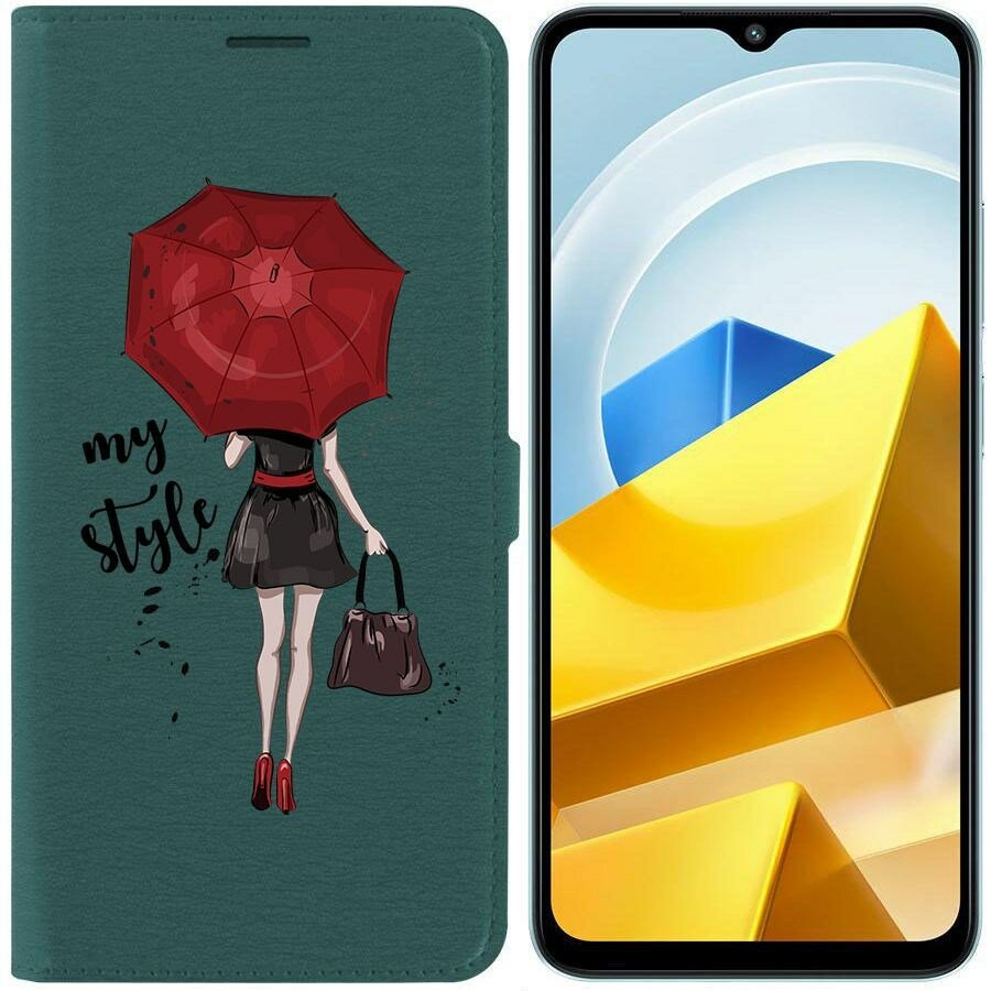 фото Чехол-книжка Krutoff Eco Book для Xiaomi Poco M5 Мой стиль (зелёный опал)