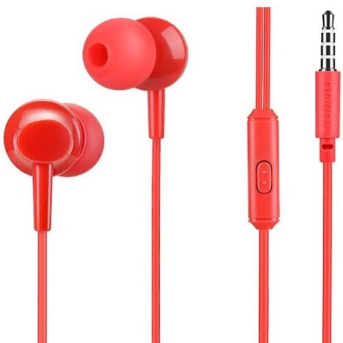 Наушники вкладыши с микрофоном Hoco M14 Natural Sound Initial Red мобильная гарнитура, красные