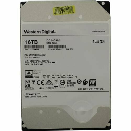 Жесткий диск Western digital Ultrastar DC HC550 16 Тб WUH721816ALE6L4