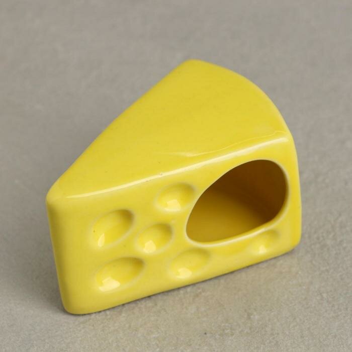Керамика ручной работы Кормушка для грызунов "Сыр", жёлтая, керамика, 10*7 см - фотография № 4