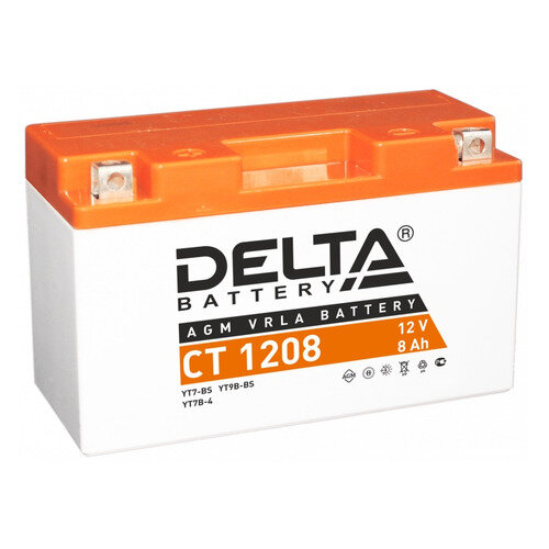 Аккумулятор для мотоциклов DELTA BATTERY CT 1208 8Ач 130A