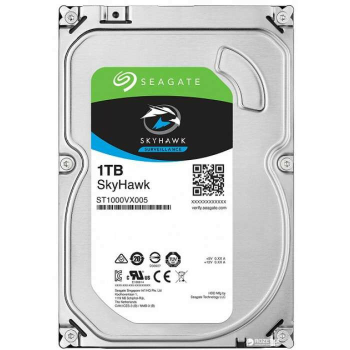 Жесткий диск HDD SATA Seagate 1000Gb (1Tb),ST1000VX005, Skyhawk Guardian Surveillance, 5900 rpm, 64Mb buffer (аналог ST1000VX001), 1 year