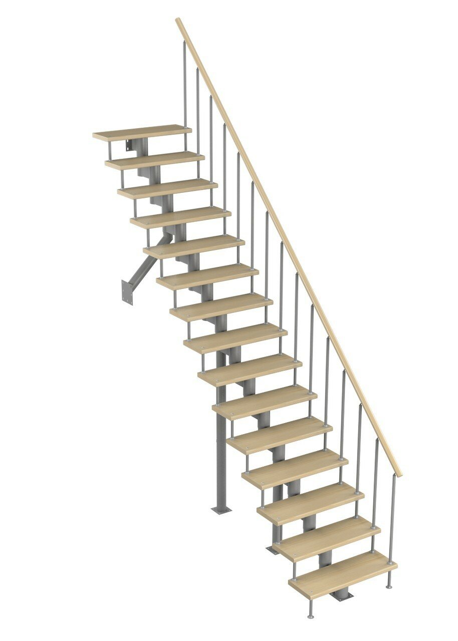 Модульная лестница Стандарт (h 3375-3525, Серый, Сосна, Крашеная) - фотография № 1