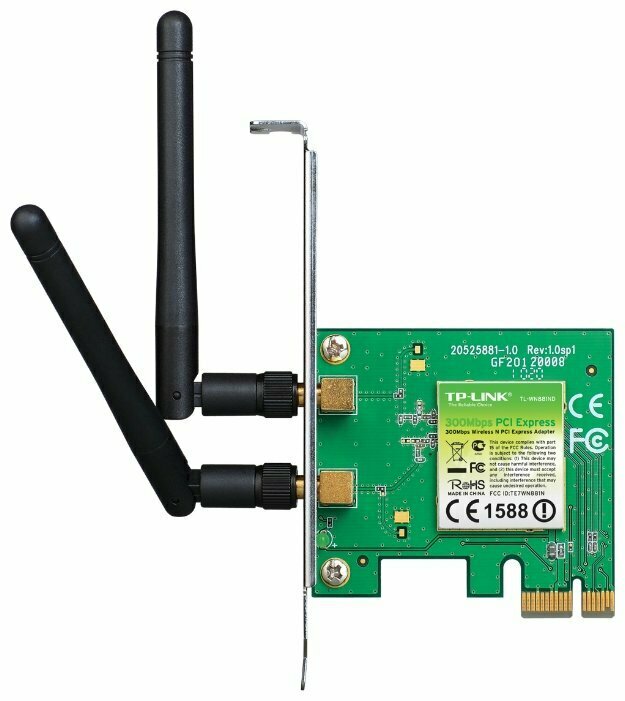 TP-Link Сетевая карта Wi-Fi 300Мбит/сек. TP-Link TL-WN881ND ver.2.0 802.11b/g/n (PCI-E x1) (ret)