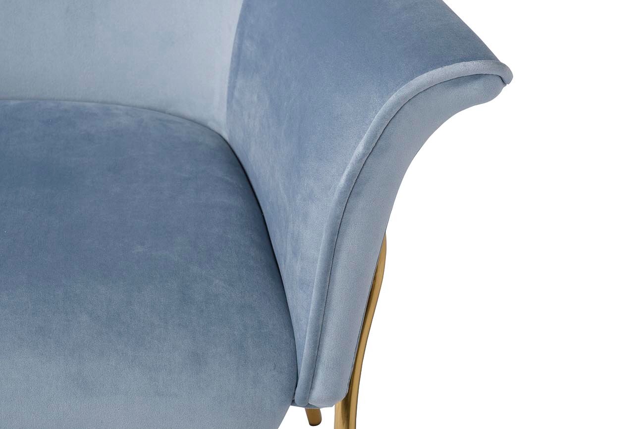Кресло Garda Decor велюровое серо-голубое на металлических ножках 30C-1127-Z LBL - фотография № 4