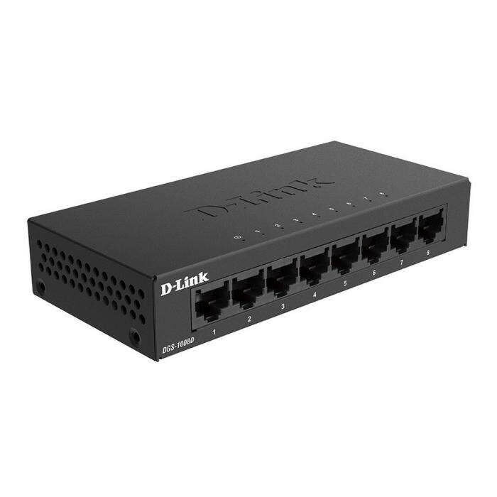 Коммутатор D-Link DGS-1008D/K2A, L2 Unmanaged Switch with 8 10/100/1000Base-T ports.8K Mac address, Auto-sensing, 802.3x Flow Control, Stand-alone, Auto MDI/MDI-X for each port, 802.1p QoS, D-link Green techno