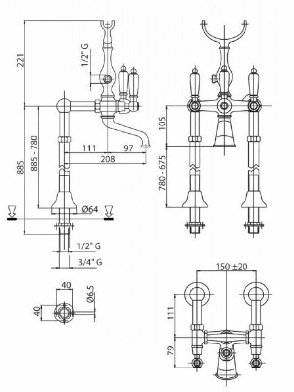 Смеситель Cezares First FIRST-VDPS-01-Bi напольный - фотография № 2