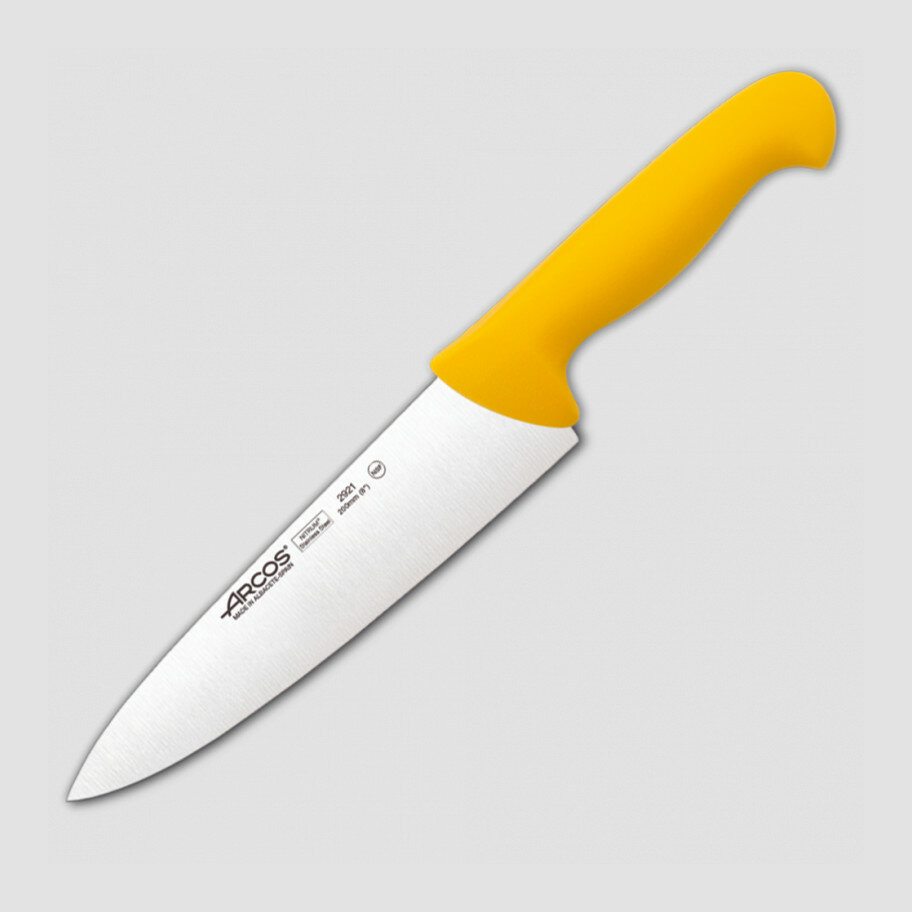 ARCOS Профессиональный поварской кухонный нож 20 см, рукоять желтая 2921 2900