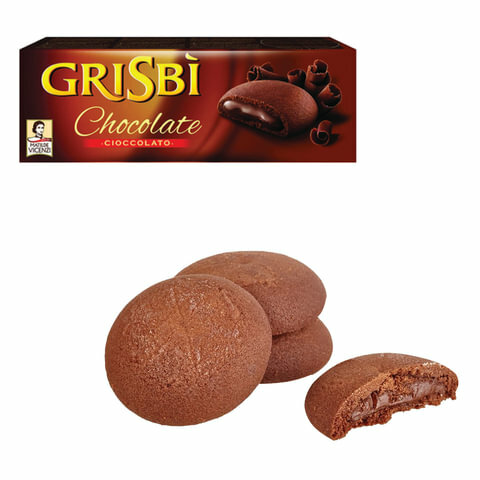 Печенье GRISBI (Гризби) "Chocolate", комплект 5 шт., с начинкой из шоколадного крема, 150 г, 13827 - фотография № 1