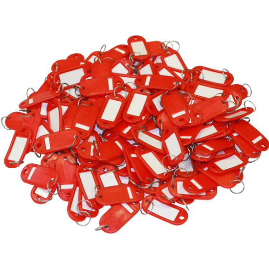 Бирка для ключей (брелок) BANK ACTIVE с кольцом пластиковая красная 100 шт/уп