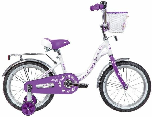 Детский велосипед Novatrack Butterfly 16 (2020) белый/фиолетовый в собранном виде