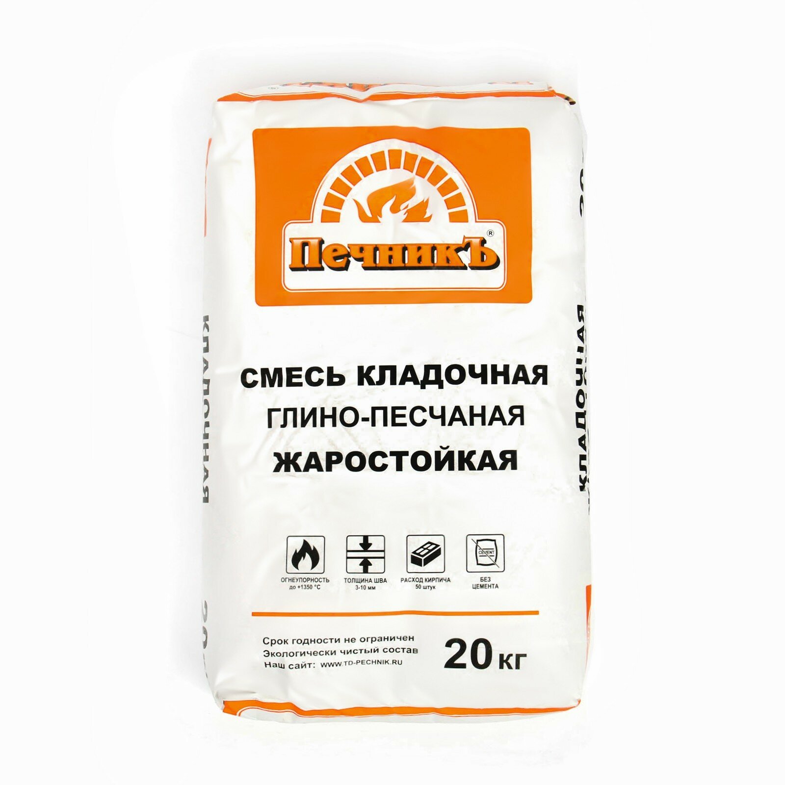 фото Смесь кладочная глино-песчаная жаростойкая 20,0 кг