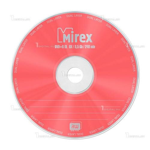 Диски Mirex DVD+R 8.5 Gb Dual Layer 8x (1шт.) Бумажный конверт (UL130062A8C)