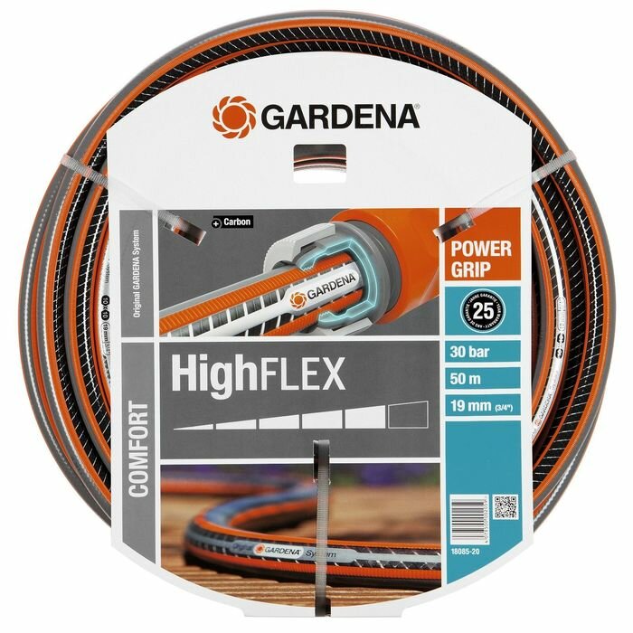 GARDENA Шланг, ПВХ, d = 19 мм (3/4"), L = 50 м, 3-слойный, армированный, GARDENA HighFLEX - фотография № 1