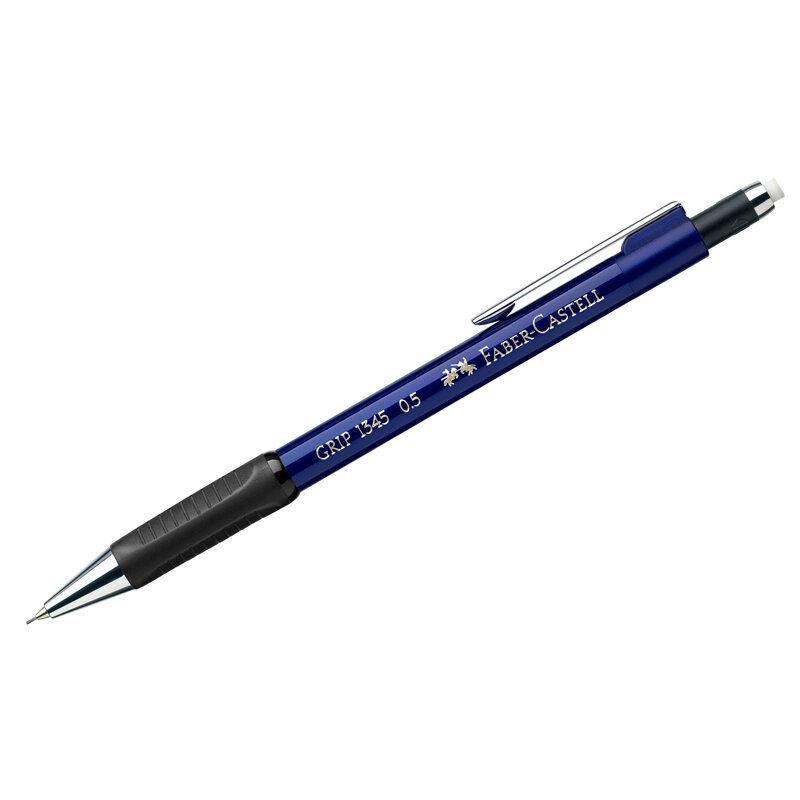 Карандаш механический Faber-Castell "Grip 1345" B, 0,5мм, грип, с ласт., автоподача грифеля, синий, 12 шт.