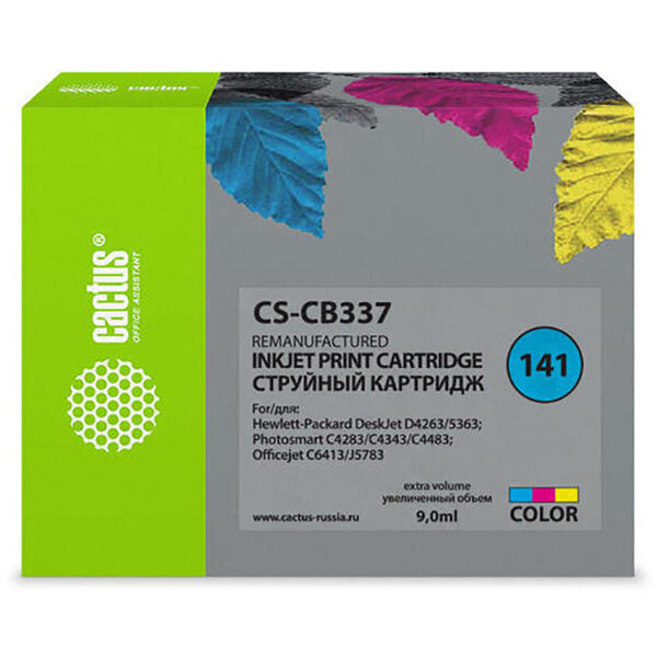 Картридж струйный Cactus CS-CB337 трехцветный для №141 HP DeskJet D4263/D4363/D5360 (9ml)