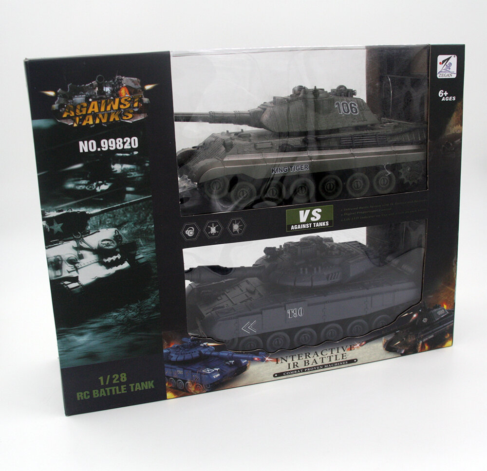 Радиоуправляемый танковый бой T90 и Tiger King масштаб 1:28 ZEGAN 99820