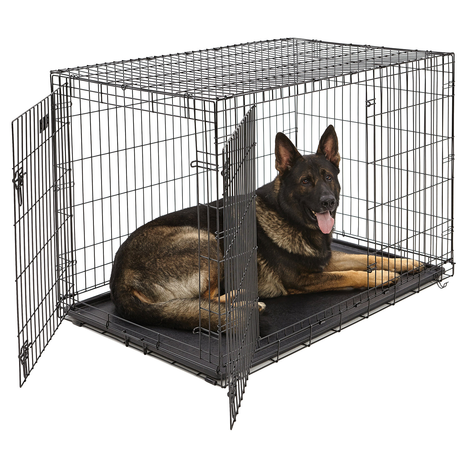 Клетка MidWest iCrate для собак 124х79х82h см, 2 двери, черная + подарок пеленка - фотография № 1