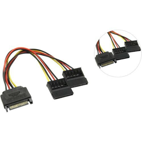 Переходник питания SATA 15pin (M) -> 2 x SATA 15pin (F) ORIENT C573 - фото №1