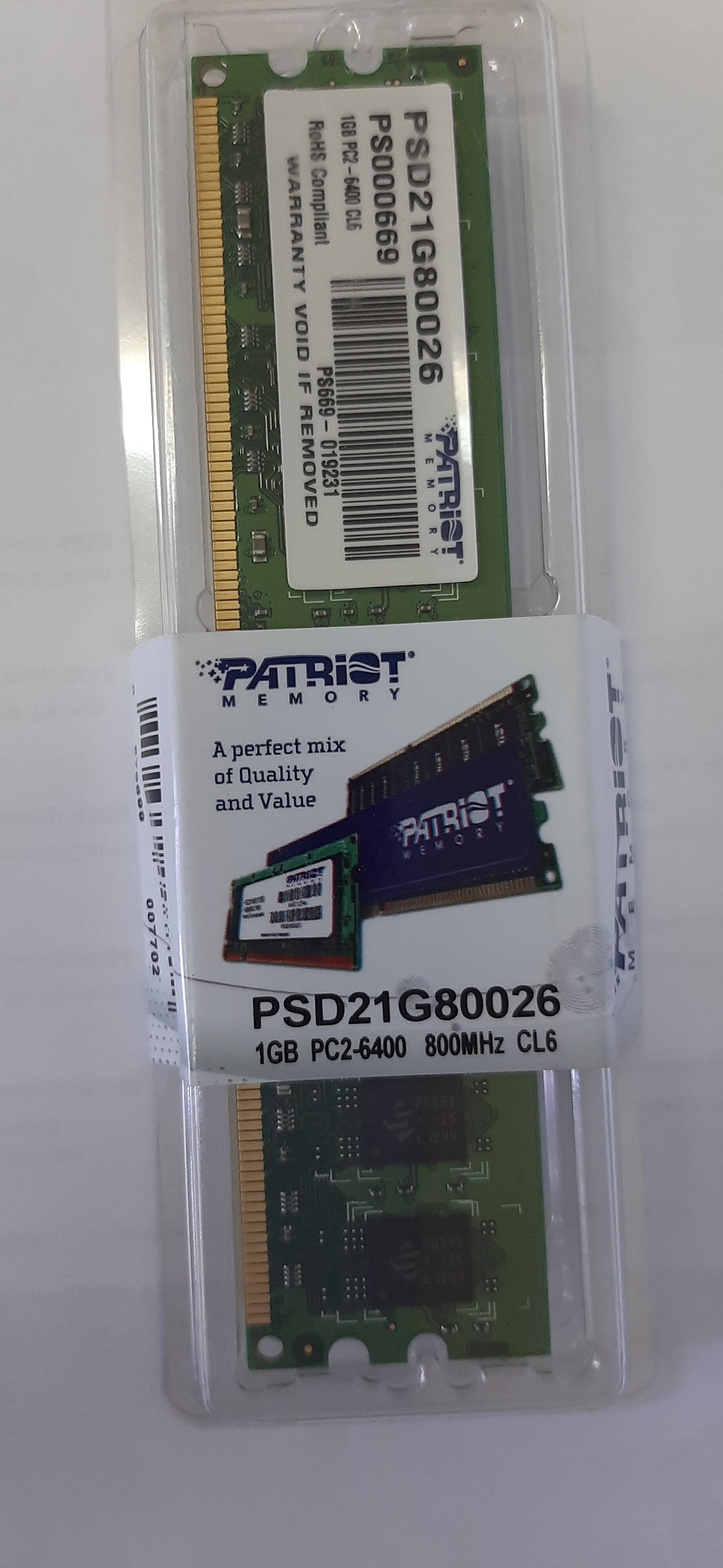 Оперативная память Patriot Memory PSD21G80026 1ГБ 800 МГц