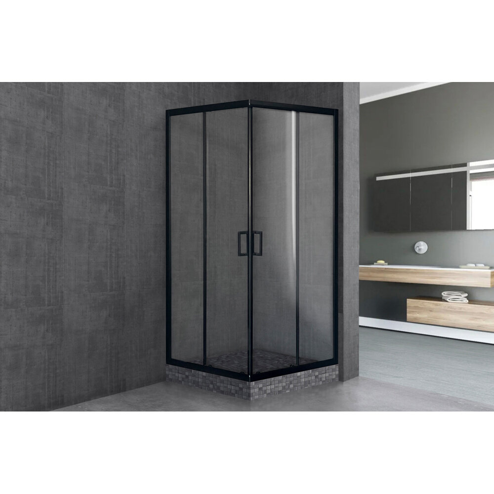 Душевой уголок Royal Bath 100x100 RB100HPD-T-BL, профиль черный стекло прозрачное