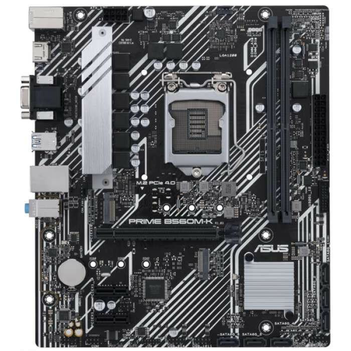 Материнская плата ASUS PRIME B560M-K, LGA1200, B560, 2*DDR4, D-Sub + HDMI, 6 x SATA 6Gb/s, Audio, Gb LAN, USB 3.2*6, USB 2.0*6, COM*1 header (w/o cable), mATX; 90MB16S0-M0EAY0