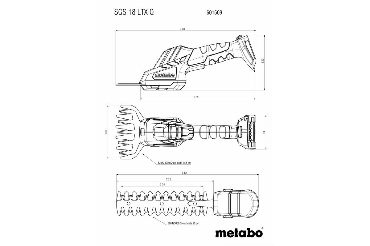 Аккумуляторные газонные ножницы-кусторез Metabo SGS 18 LTX Q Аккумулятор 4Ач, MetaBOX 145L (T0518) - фотография № 7