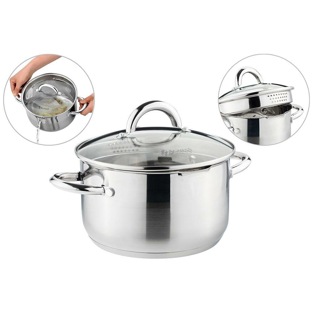 Кастрюля 914-202 agness profi home с крышкой, 3 л