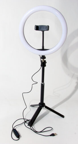 Кольцевая лампа (10") Fancier LED-10K с держателем смартфона на штативе