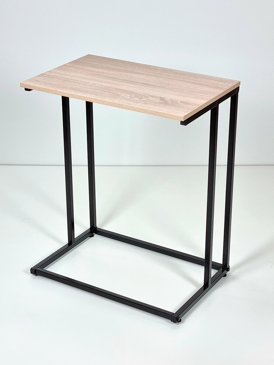 Стол приставной придиванный прикроватный для ноутбука в стиле лофт размером 60х40 см дуб сонома - фотография № 2